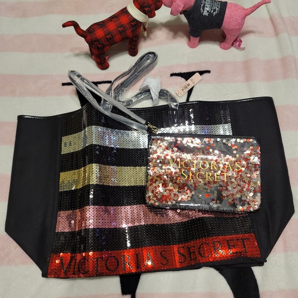 Victoria's Secret BLING Tote + Makeup Bag Set NWT - Picture 10 of 16